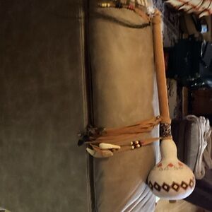 Handcrafted Decorative Gourd with Beaded Accents